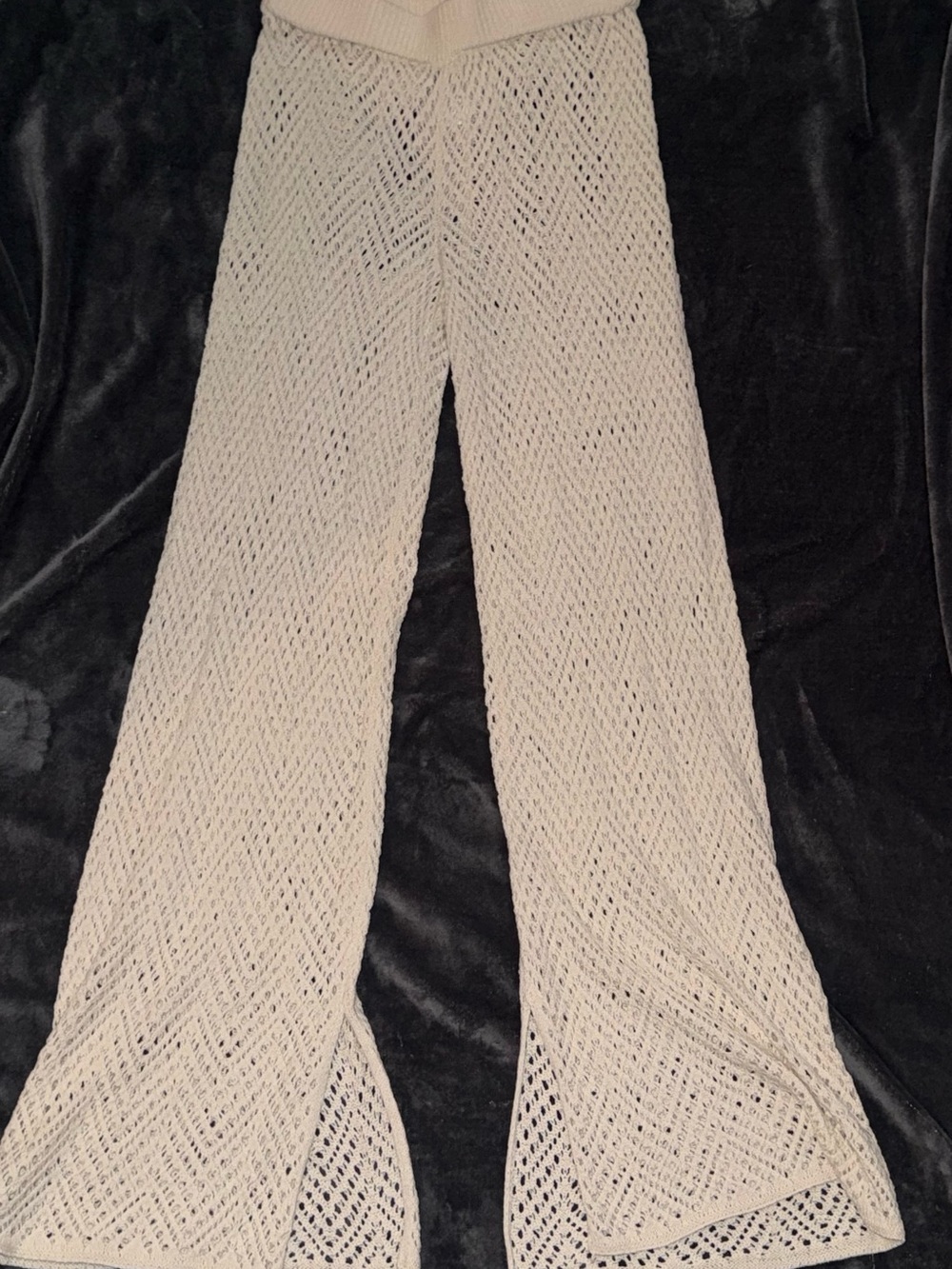 Cream Crochet Button-Up Top & Flare Pants Beach Set - Picture 2 of 2